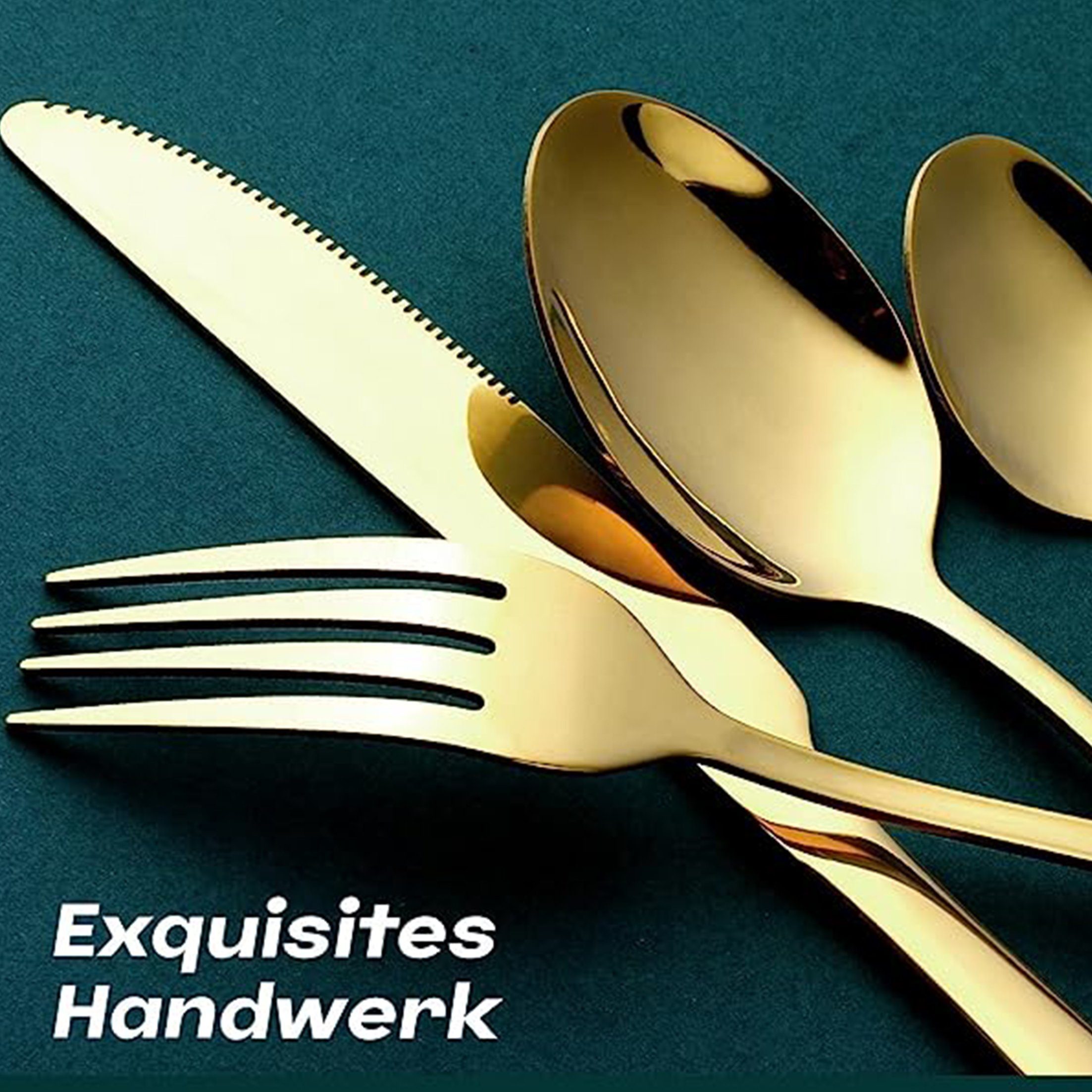 KÜLER Besteck-Set Tafelgeschirr Edelstahlbesteck Messer Gabel und Löffel 24-teiliges Set