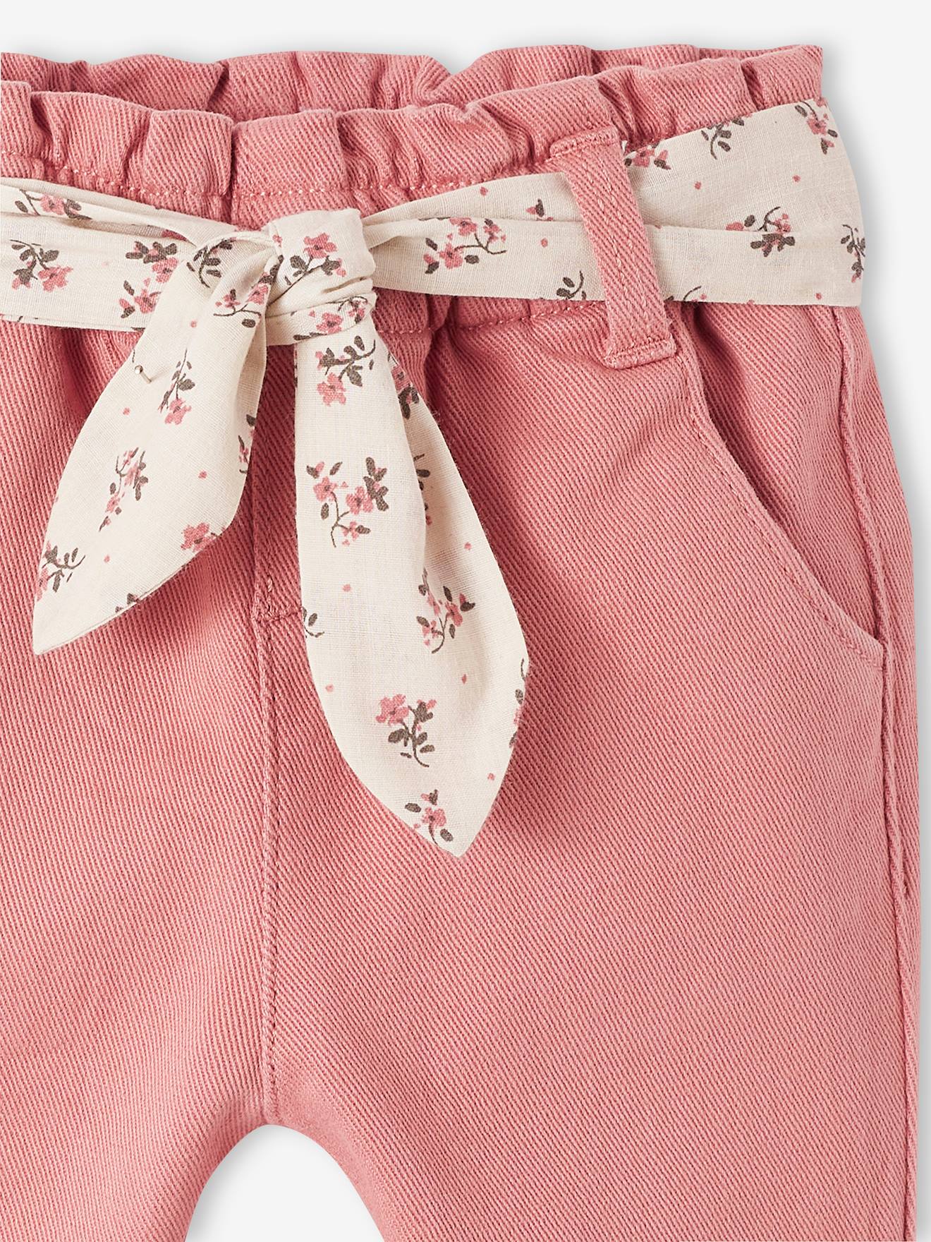 Vertbaudet Baby Hose mit Stoffgürtel - braun