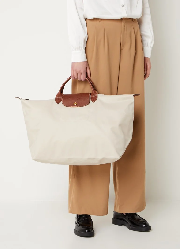 Geantă de voiaj pliabilă Longchamp Le Pliage, verde, mărimea S, cu detalii din piele.