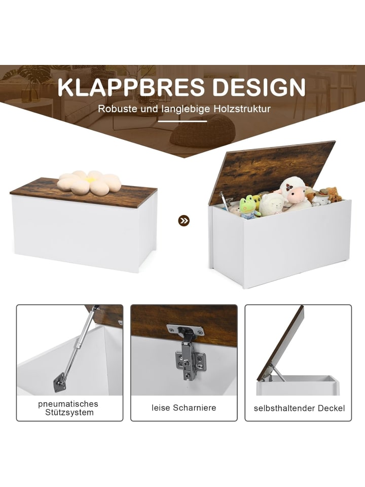 COSTWAY Spielzeugtruhe mit Deckel in Weiß günstig kaufen onesize