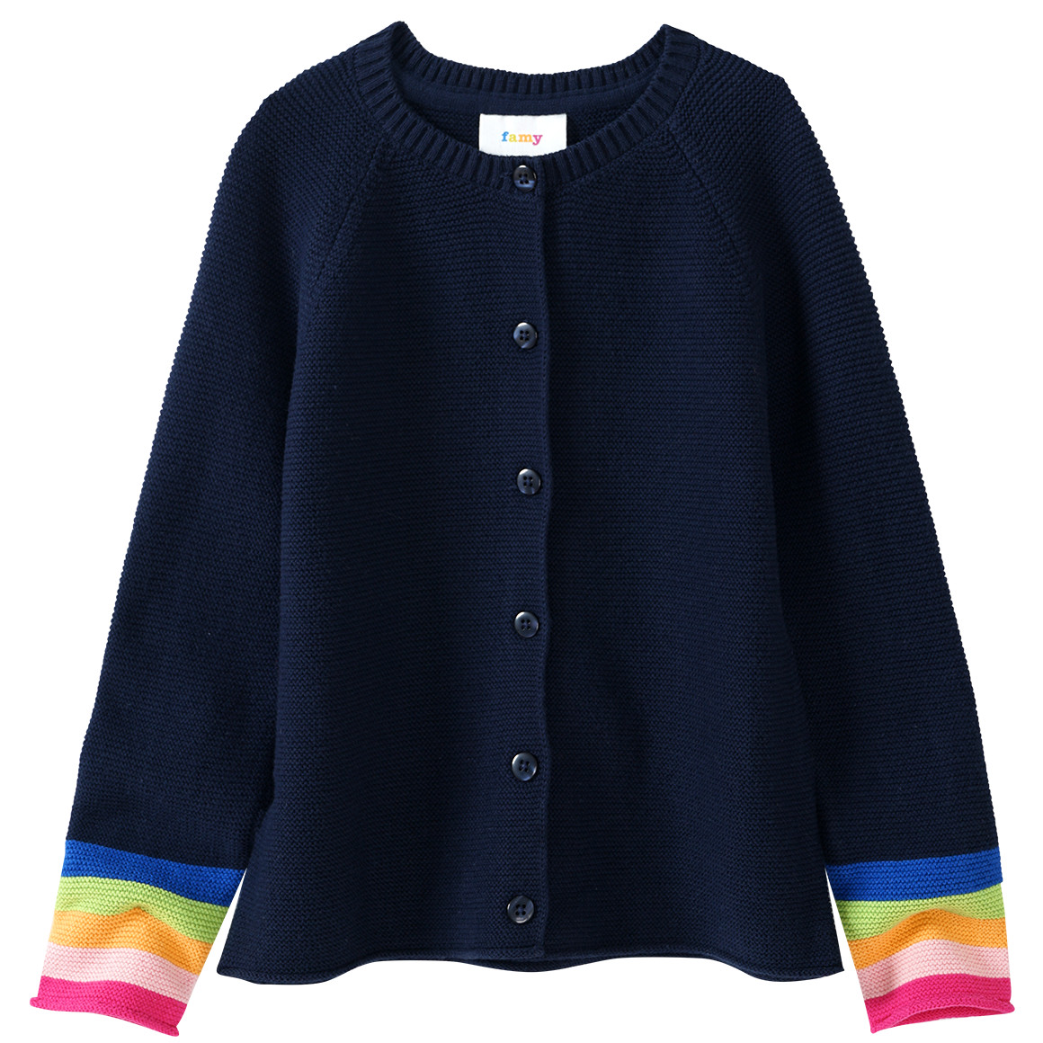 Mädchen Strickjacke mit bunten Ärmelbündchen