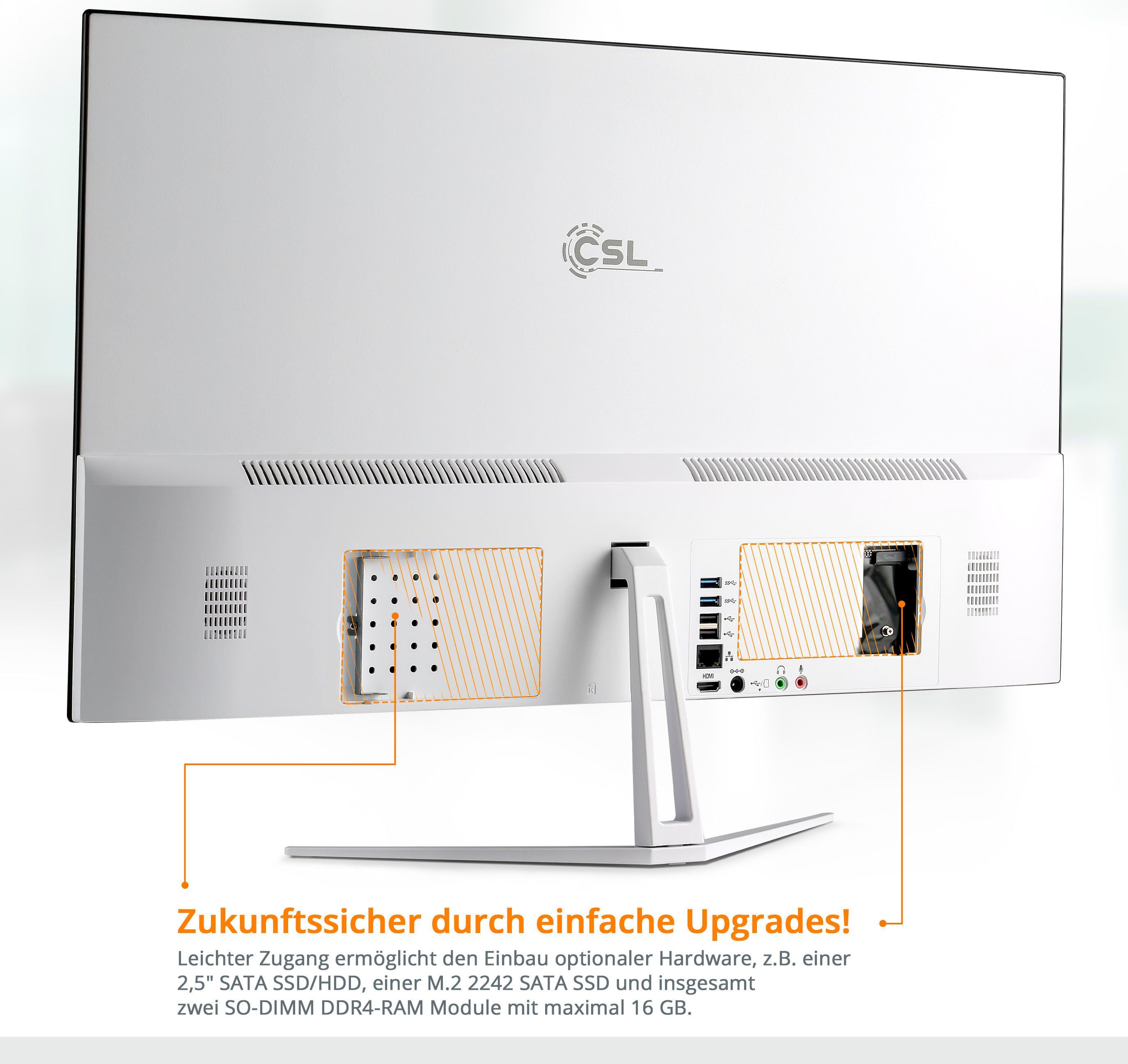 CSL Unity F27-GLS mit Windows 10 Pro All-in-One PC (27 Zoll, Intel® Celeron Celeron® N4120, UHD Graphics 600, 8 GB RAM, 128 GB SSD)