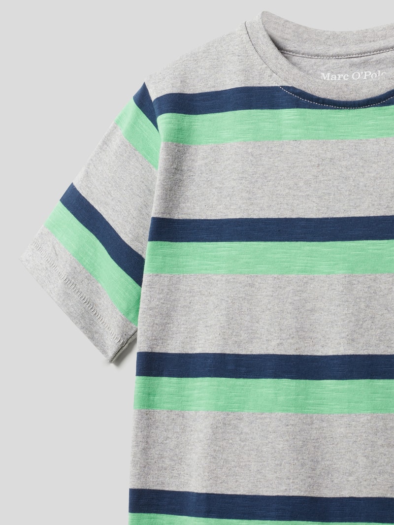 T-Shirt mit Streifenmuster in hellgrau meliert