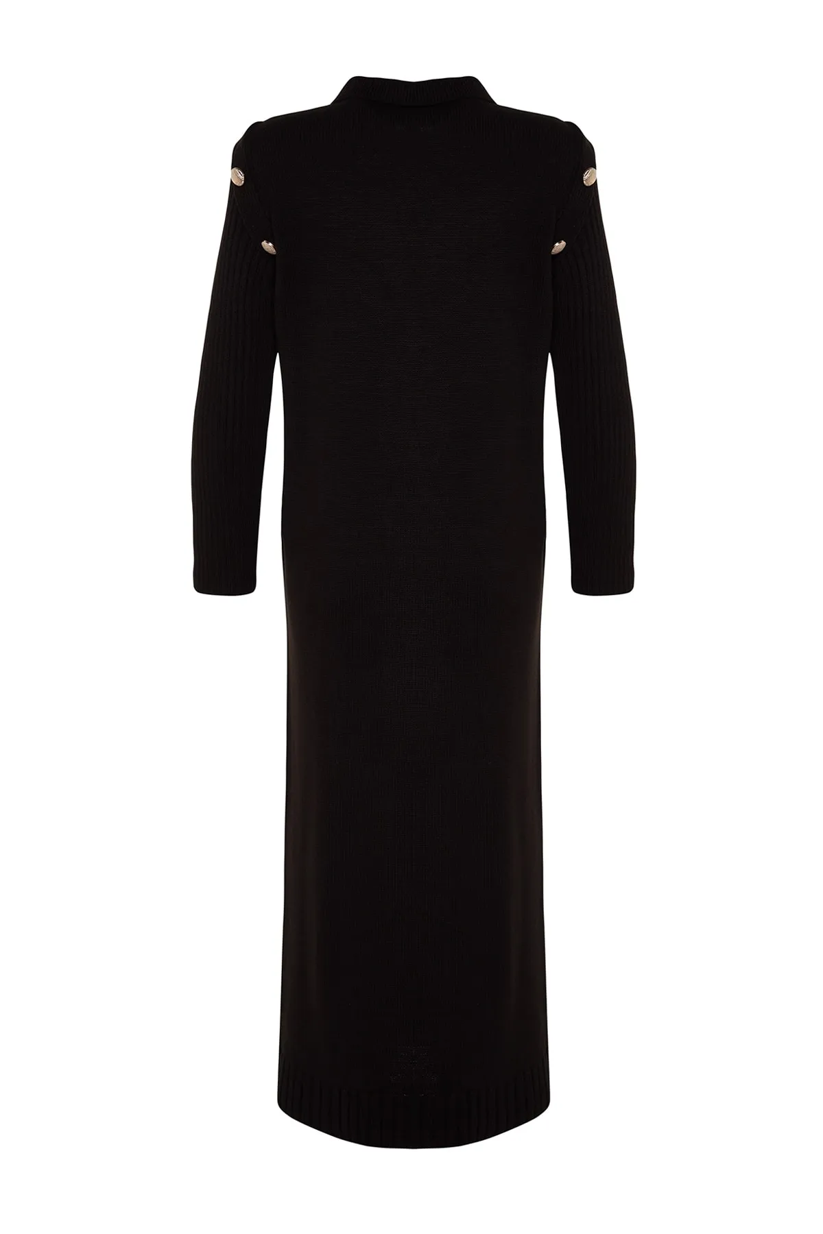 Trendyol Modest  Schwarzes, langärmliges Strickkleid mit normalem Schnitt TCTAW24EB00031