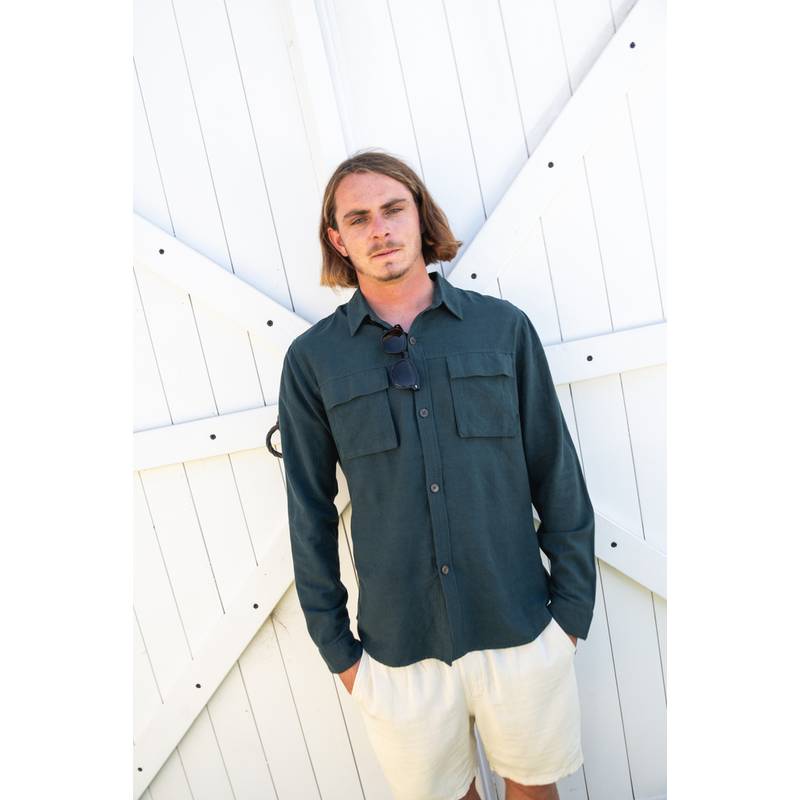 RUSTY LINEN WORKWEAR LONG SLEEVE SHIRT Langarmhemd Herren