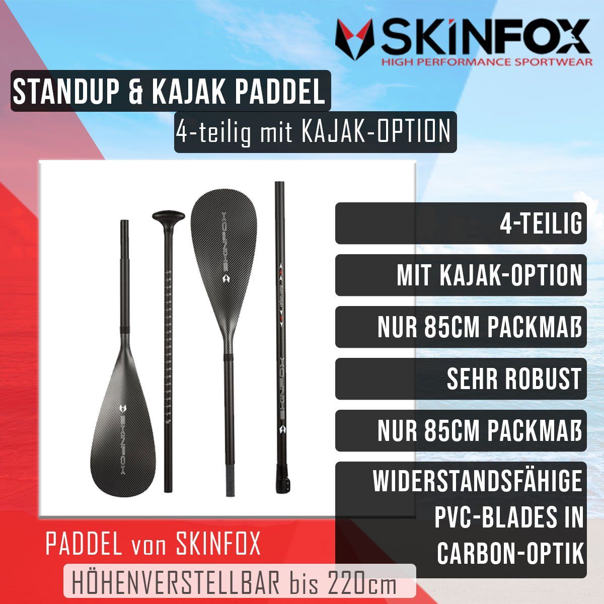 Skinfox SKINFOX CARBON DUAL SUP-/Kajak Paddel SUP-Paddel