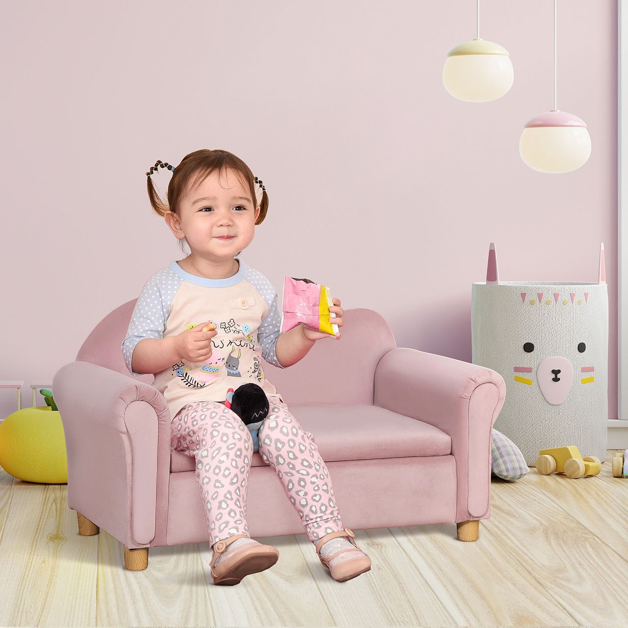 HOMCOM Kindersofa Kindercouch mit Stauraum, Spielsofa für Kinder 3-5 Jahre