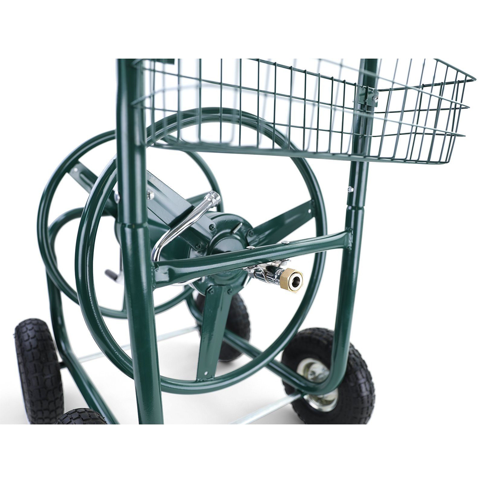 RAMROXX Schlauchwagen Schlauchwagen Handwagen mit Kurbel Grün bis 106m Gartenschlauch