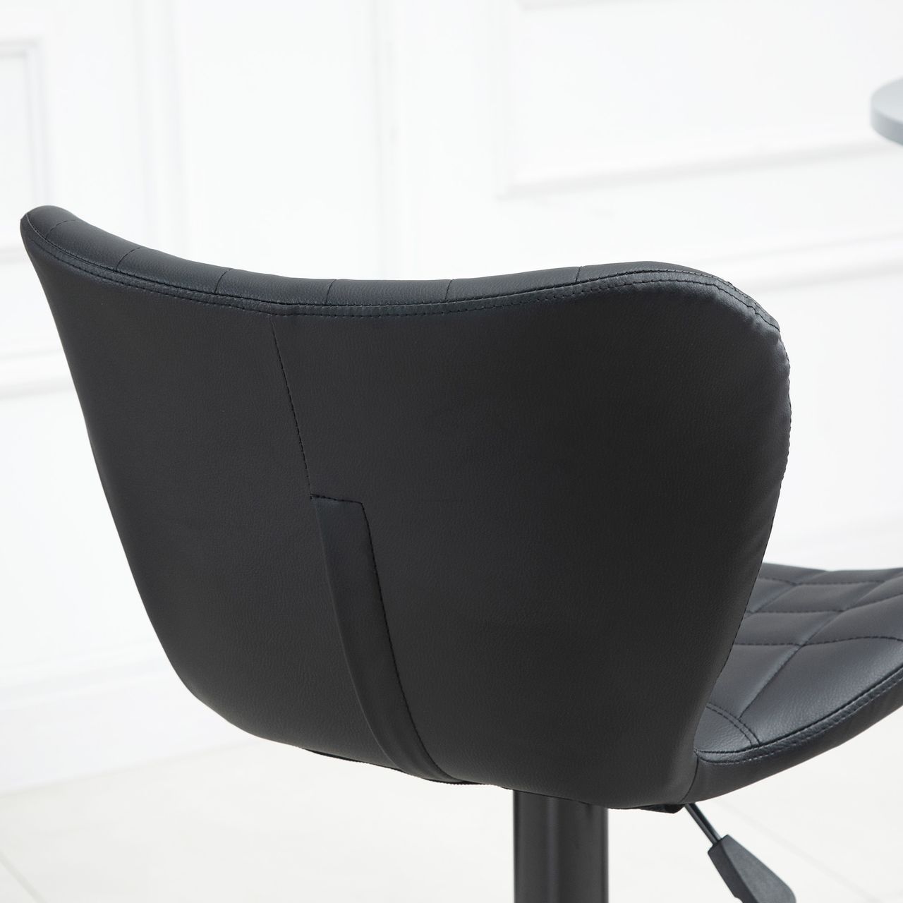 HOMCOM Barhocker 2er-Set Barstuhl Tresenhocker Bistrohocker Küchenhocker Drehstuhl mit Rückenlehne für Küche Esszimmer Kunstleder Schwarz 47 x 56 x 89-109 cm