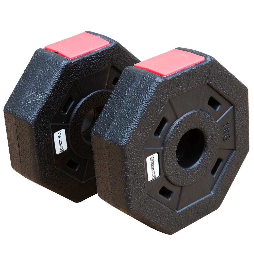 SPORTINATOR 1 kg Bumper Plates Fitness Hantelscheiben 2er-Set
