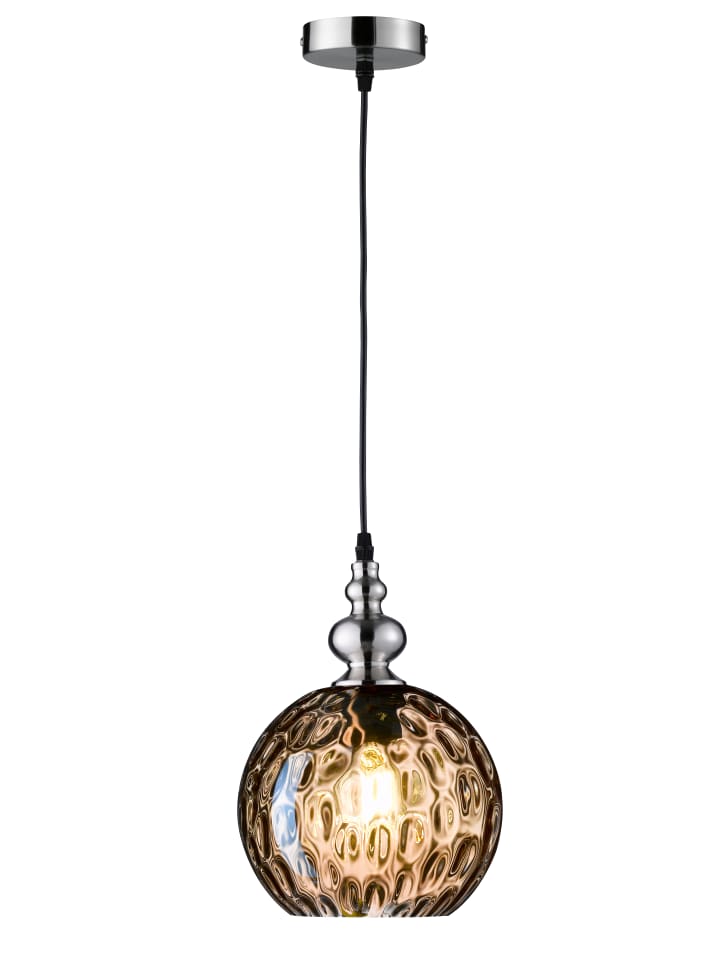 FISCHER & HONSEL Pendelleuchte Uller in Nickelfarben / amberfarben - (H)140 x (D)20 cm günstig kaufen onesize