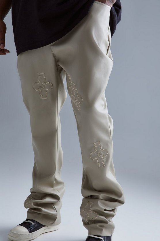 Plus Skinny PU-Hose mit Applikation