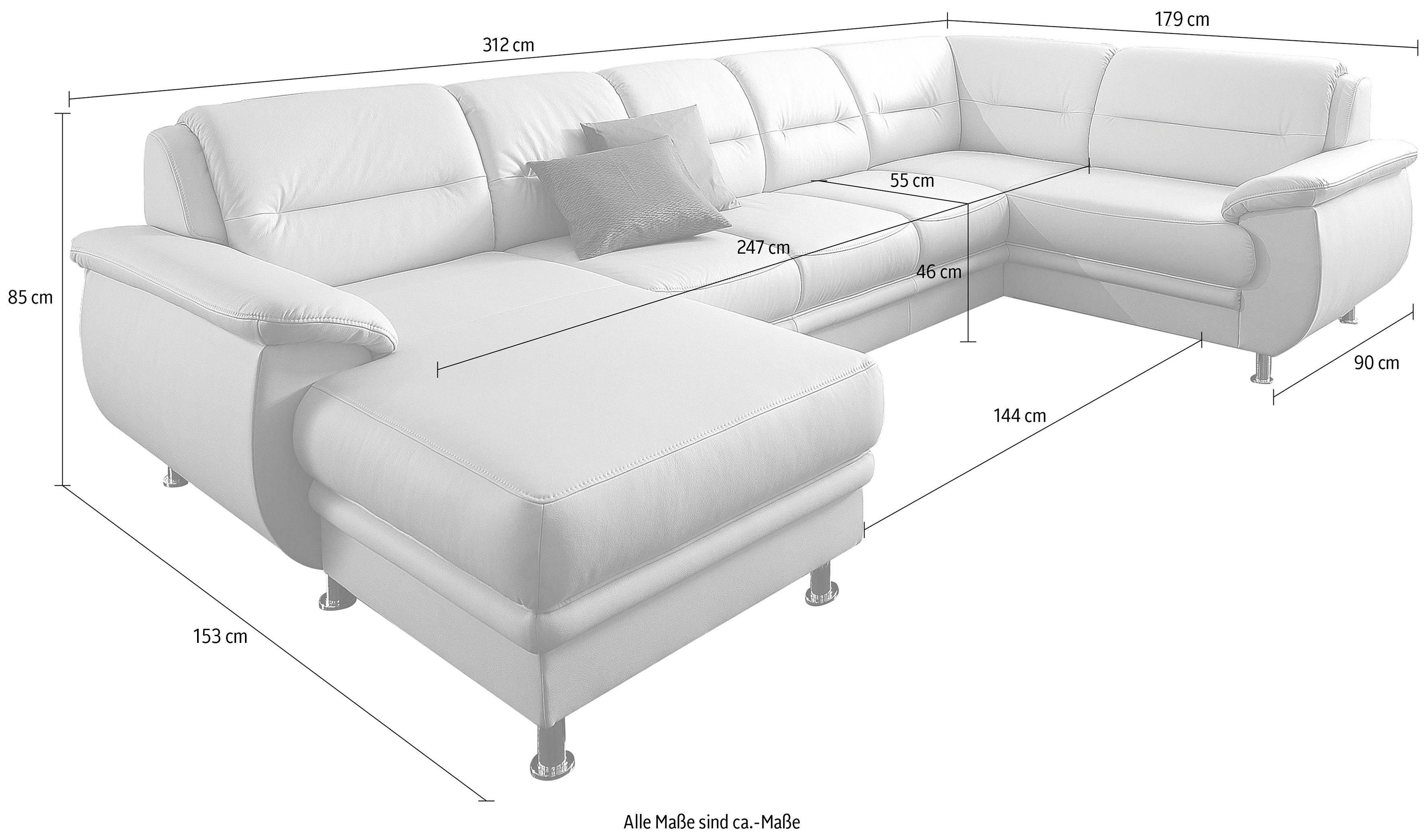 sit&more Wohnlandschaft Mailand, wahlweise mit Bettfunktion, frei im Raum stellbar