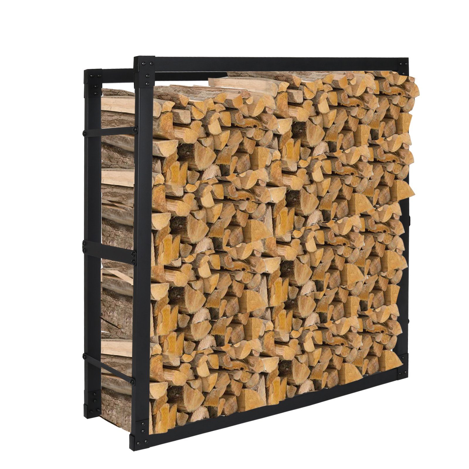 Lospitch Kaminholzregal Kaminholzregal Kaminholzständer Metall Holzhalter Schwarz 150x80x25cm, BxTxH:80x25x150 cm
