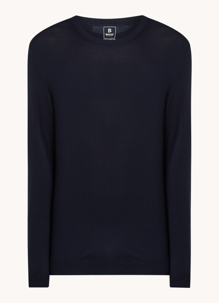 Boggi Milano Fine-knit wool pullover with round neck