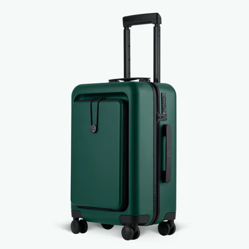 PVG 4-wheel hard-shell suitcase with plain green pouch