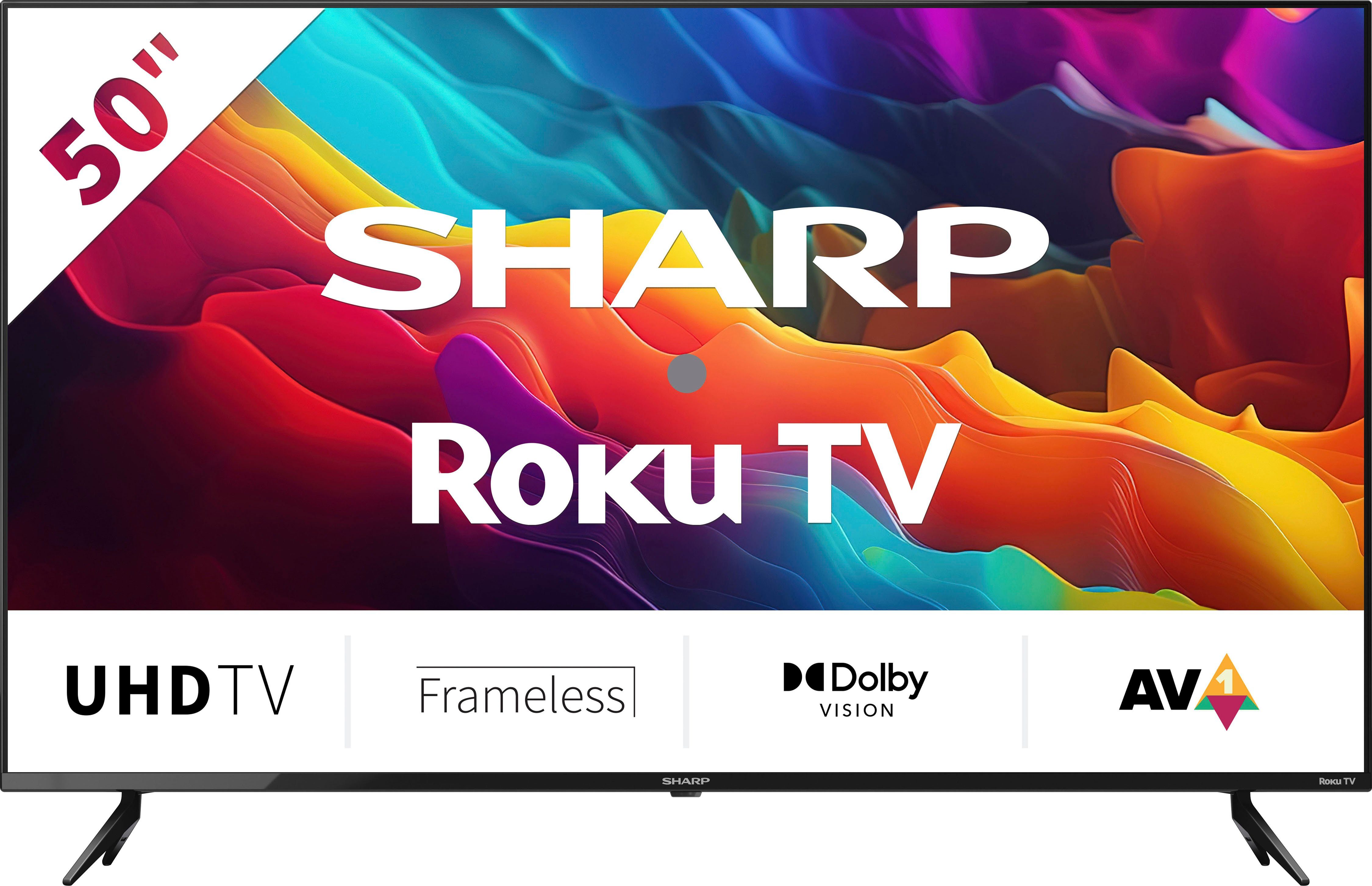Sharp 50FJ2E LED-Fernseher (126 cm/50 Zoll, 4K Ultra HD, Smart-TV, Roku TV nur in Deutschland verfügbar, Rahmenlos, HDR10, Dolby Digital)