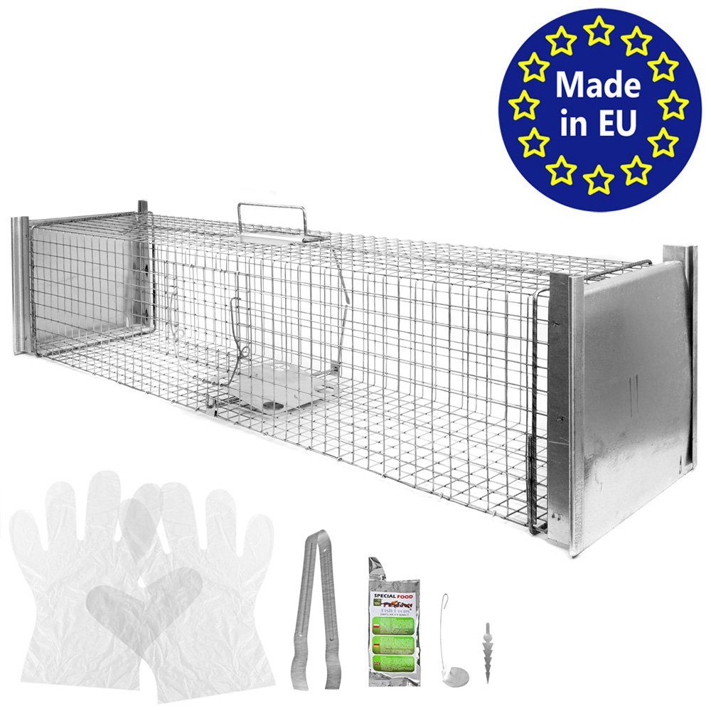 Petigi Köderbox Tierfalle Lebendfalle Marderfalle Stable Drahtfalle 120 x 26 x 26 cm