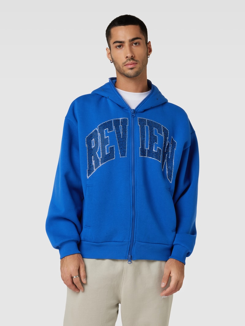 Oversized Sweatjacke mit Paillettenbesatz in royalblau