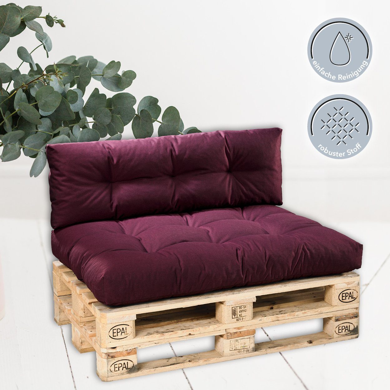 XDREAM Palettenkissen Sitzkissen, Rückenkissen und Seitenkissen (Einzeln oder als Set), passend für handelsübliche Europaletten, Indoor & Outdoor geeignet