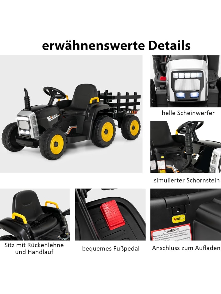 COSTWAY 12V Traktor ab 3 Jahren in Schwarz günstig kaufen onesize