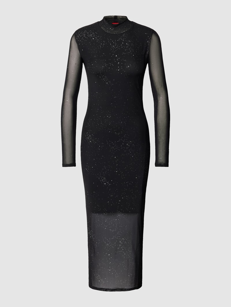 Midikleid mit Effektgarn Modell 'NASUSE' in metallic schwarz