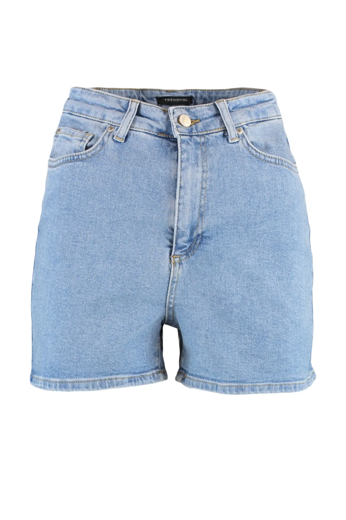 Trendyol Collection  Blaue Mom-Jeansshorts mit hoher Taille TWOSS20SR0210