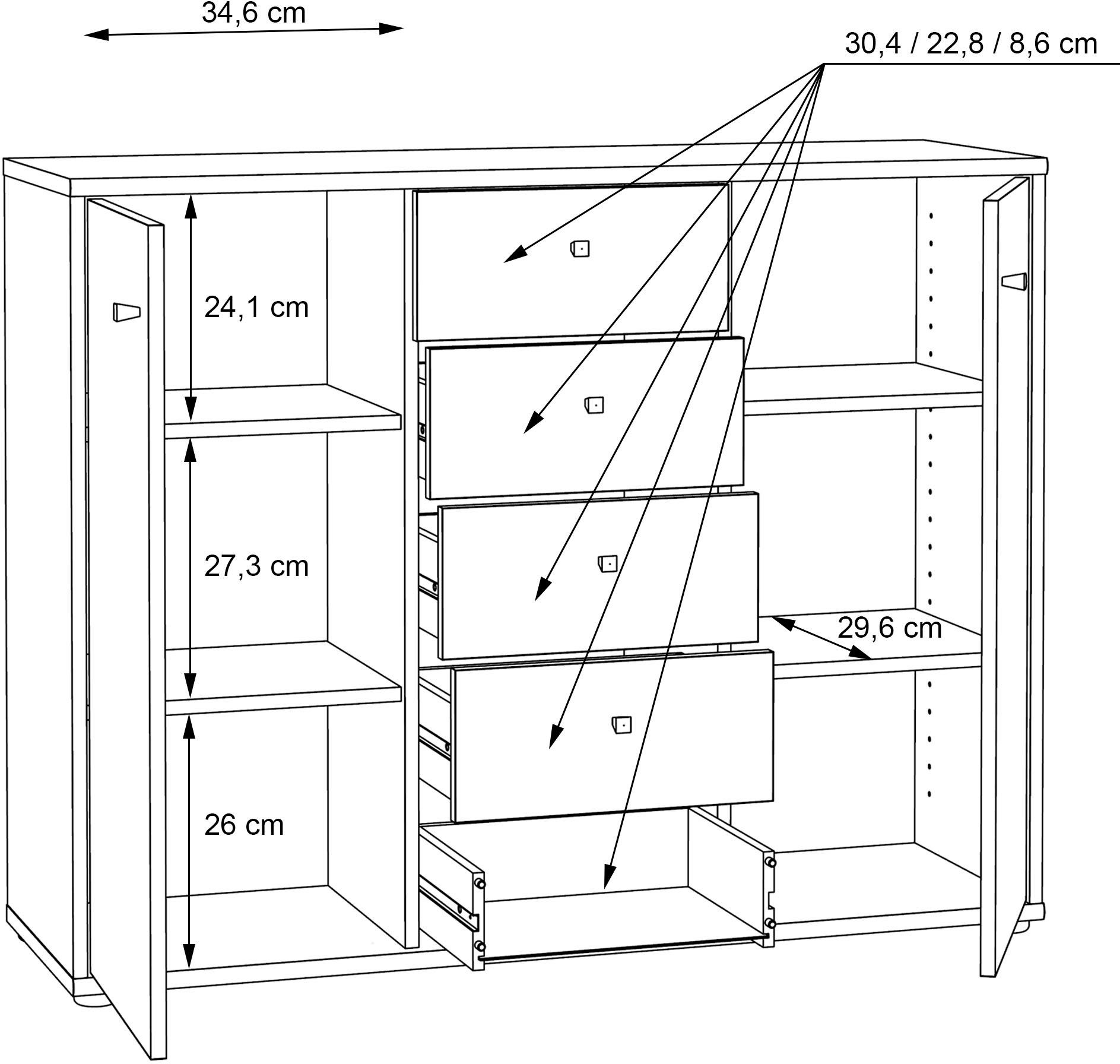 FORTE Kommode Tempra, Breite 108,8 cm