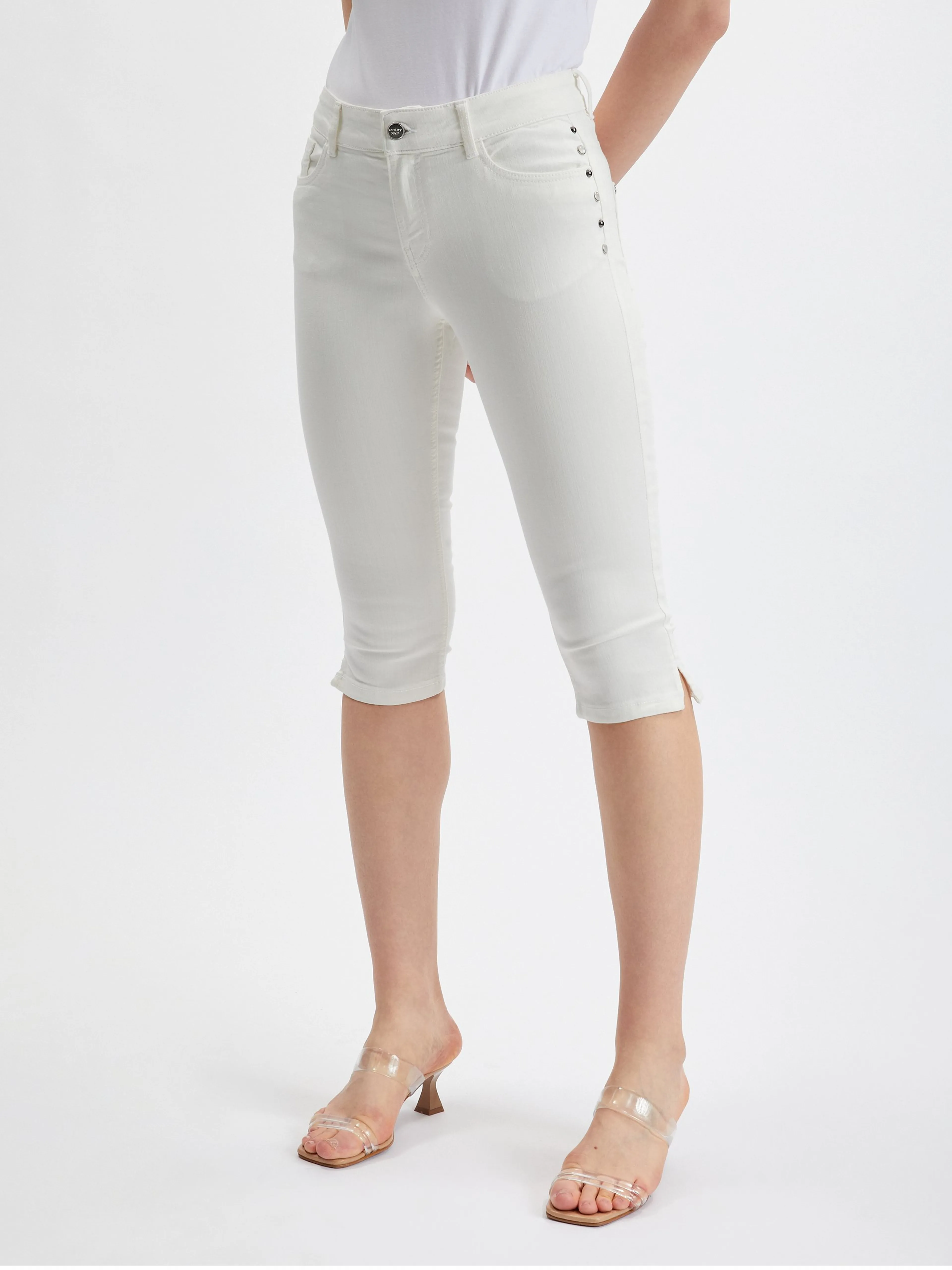 Weiße Damen-Cropped-Jeans ORSAY