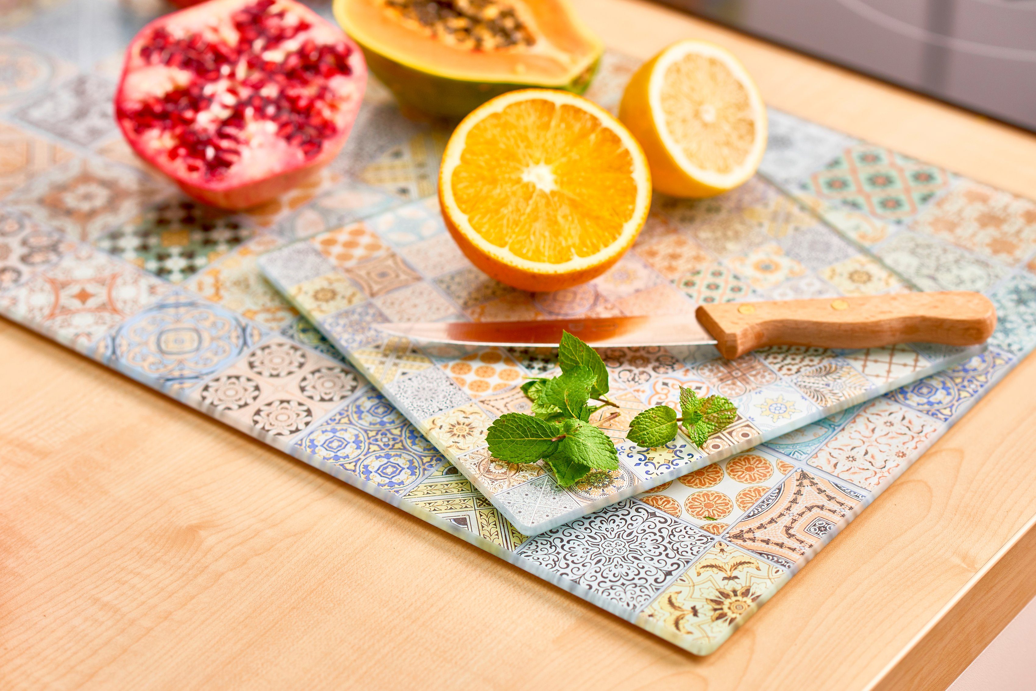 Zeller Present Schneide- und Abdeckplatte Mosaik, ESG-Sicherheitsglas, (Set, 2 tlg)
