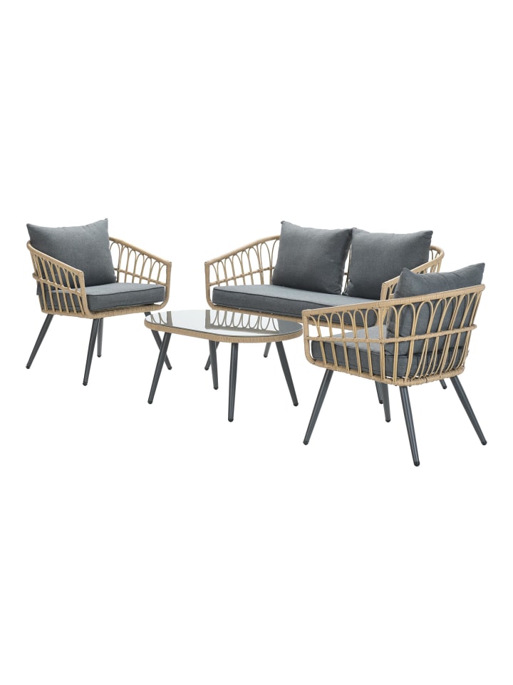 GMD Living Gartenmöbel Sitzgruppe Set FRANKLIN in Farbe Grau günstig kaufen onesize