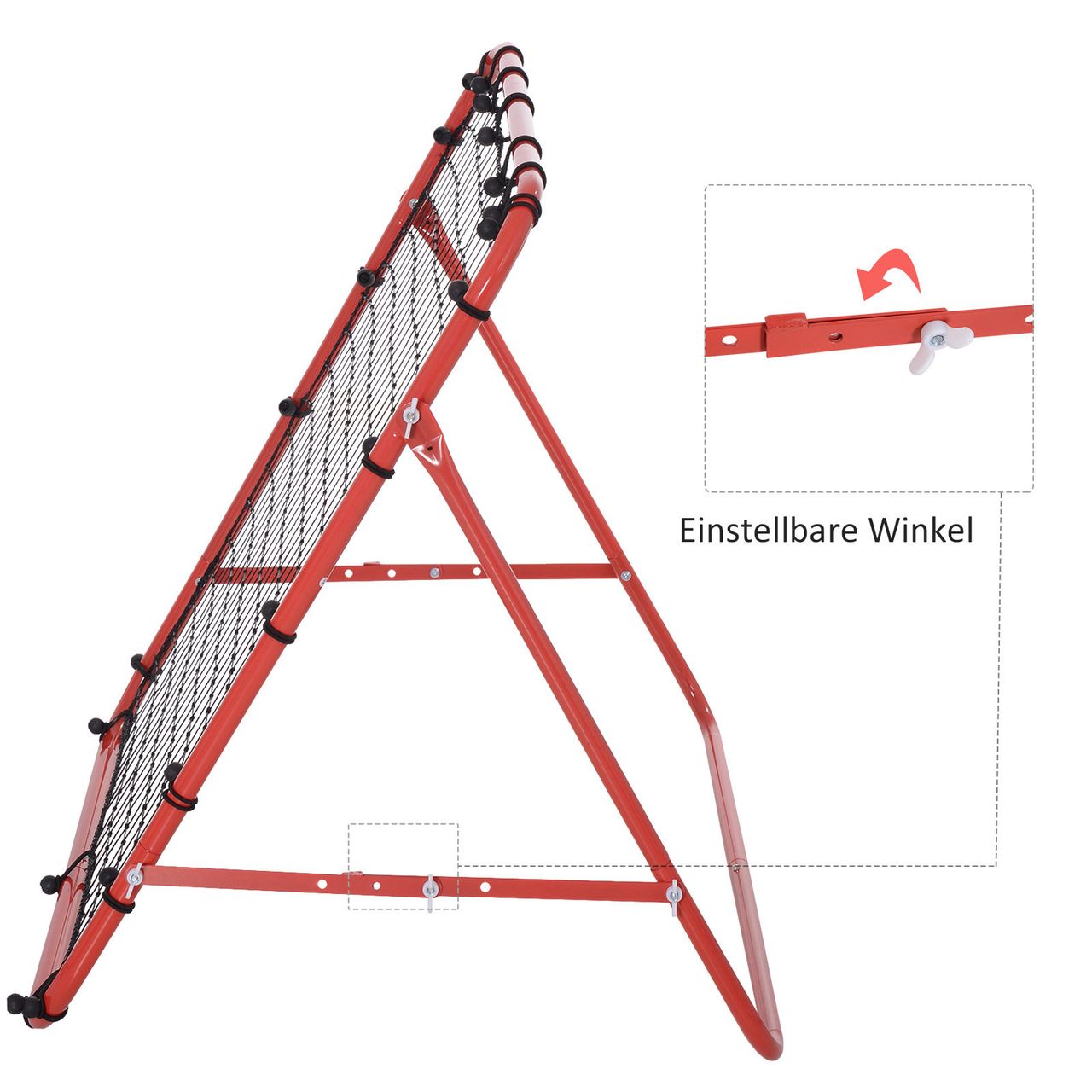 HOMCOM Fußball Rebounder Kickback Tor Rückprallwand Netz Metallrohr PE Gewebe Rot 96 x 80 x 96 cm