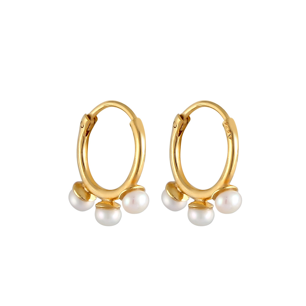 Elli PREMIUM Elli PREMIUM Boucles d'Oreilles Creole Hänger Süwasserperlen 925 Silber vergoldet Boucles d'oreilles