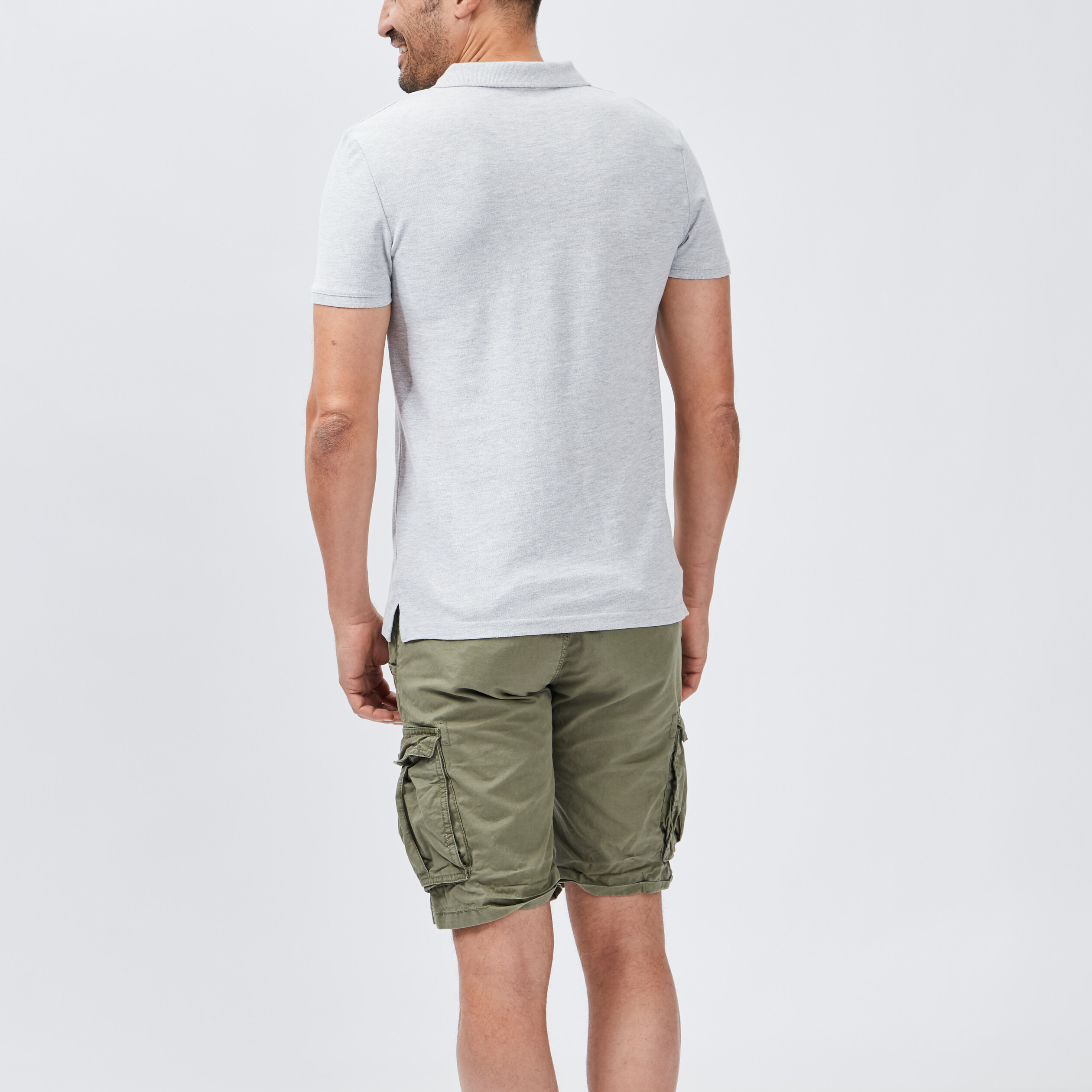 Polo en coton manches courtes gris homme | La Halle