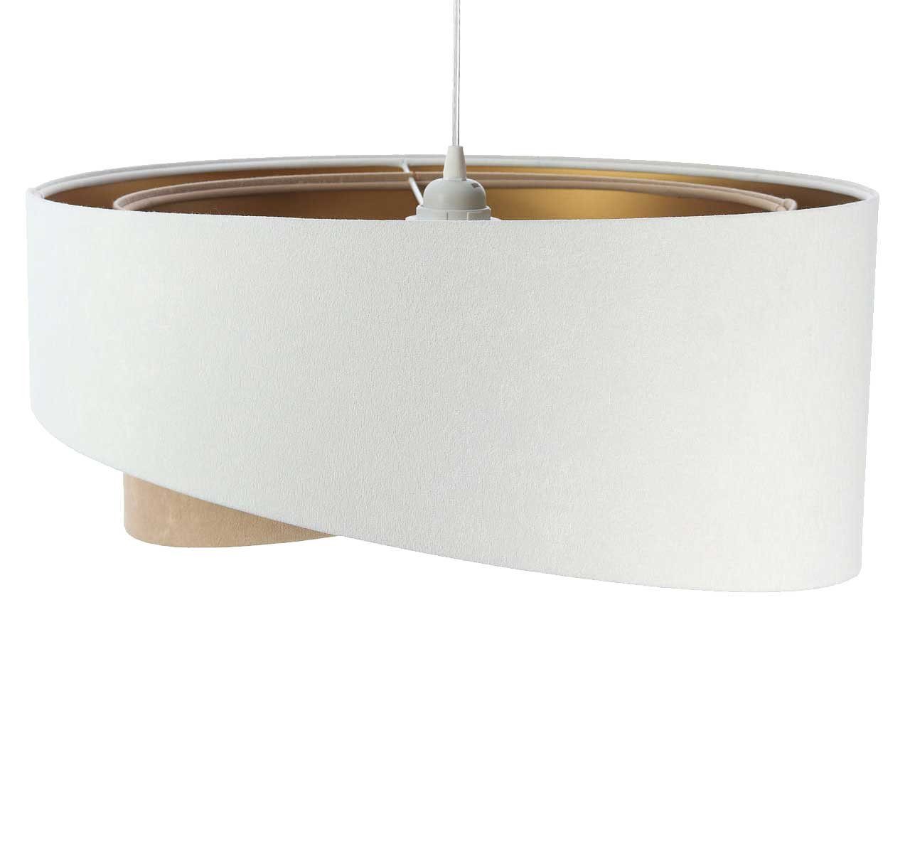 Kiom Pendelleuchte Kinga P Velours white, beige & gold Ø 50 cm, für wechselbare Leuchtmittel, Leuchtmittel nicht inklusive, Leuchtmittel abhängig