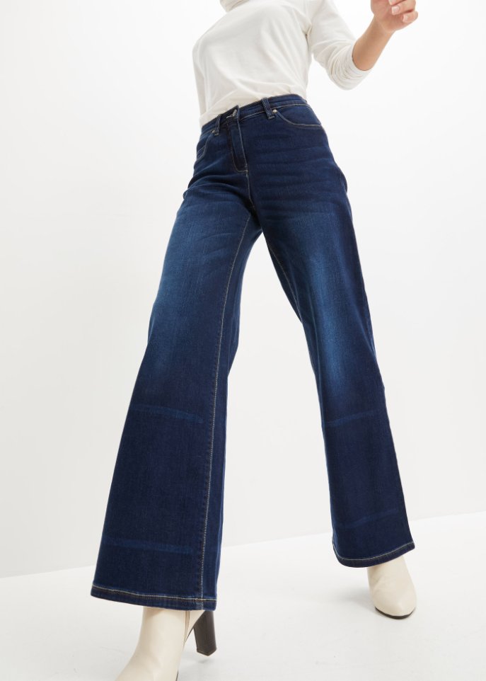 Stretch-Jeans mit extra weitem Bein und Bequembund