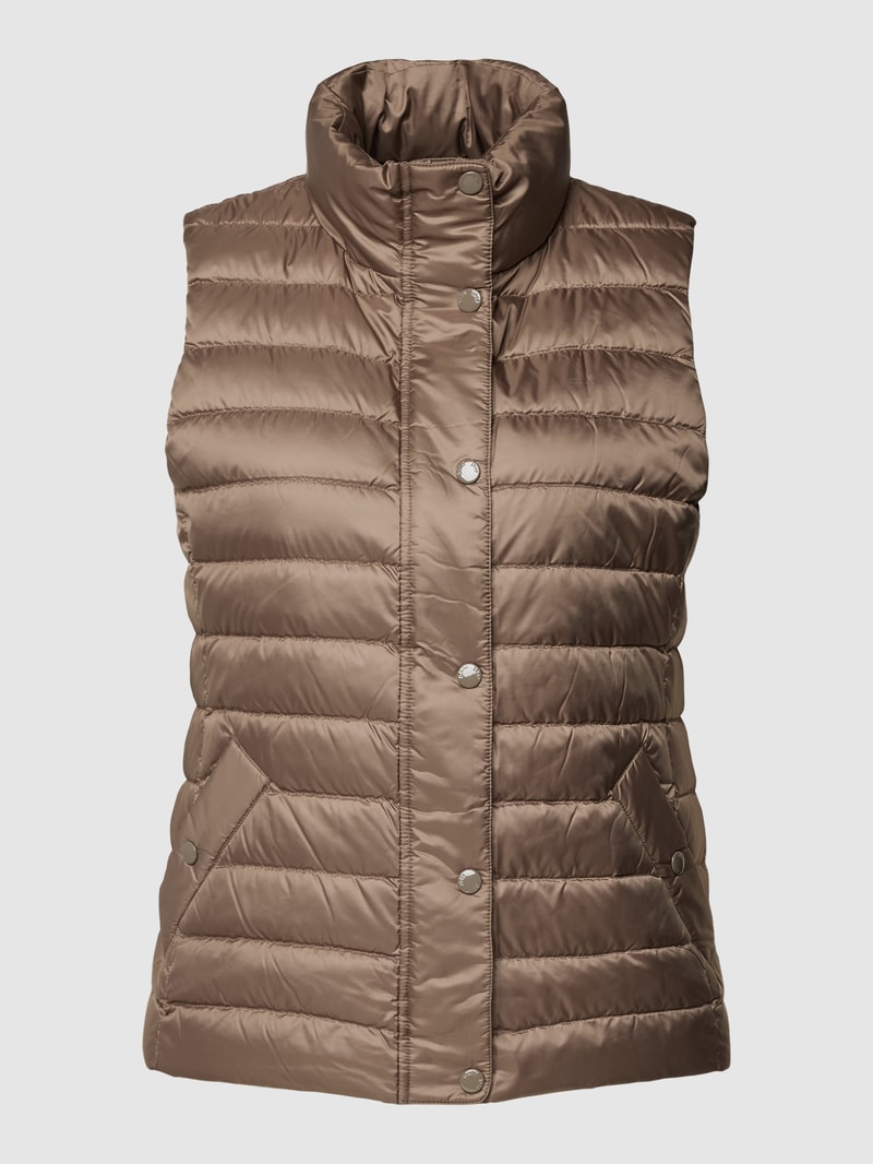 Steppweste mit Label-Detail in taupe