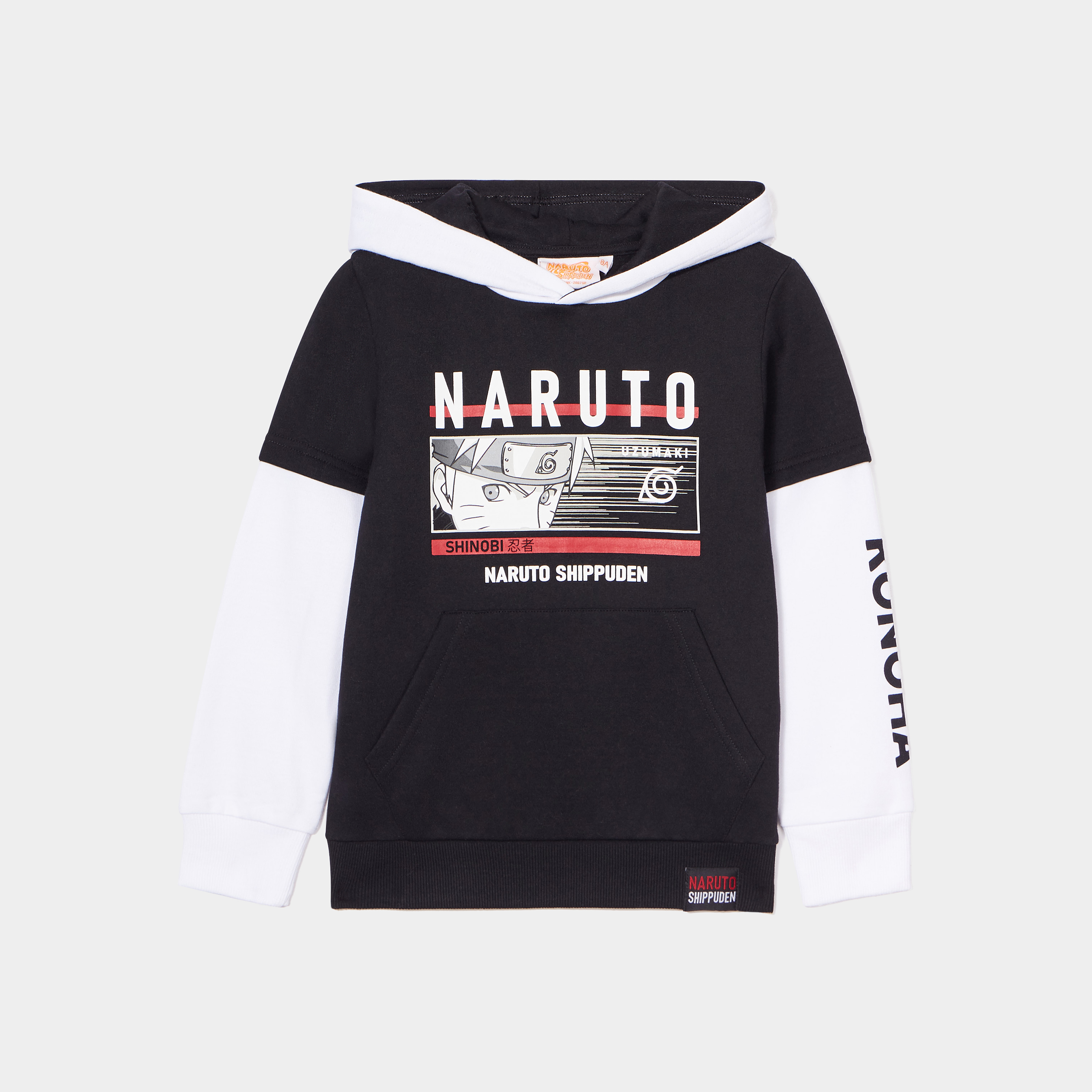 Sweat à capuche hoodie 2-en-1 Naruto noir garçon | La Halle