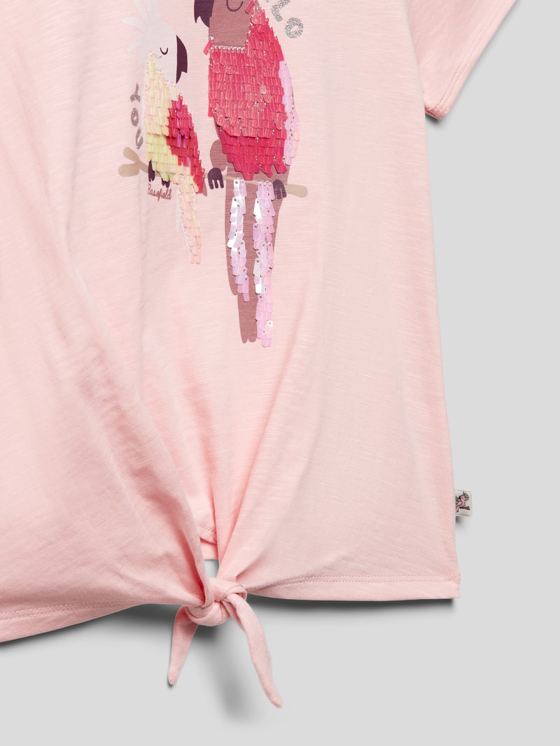 T-Shirt mit Paillettenbesatz in rosa