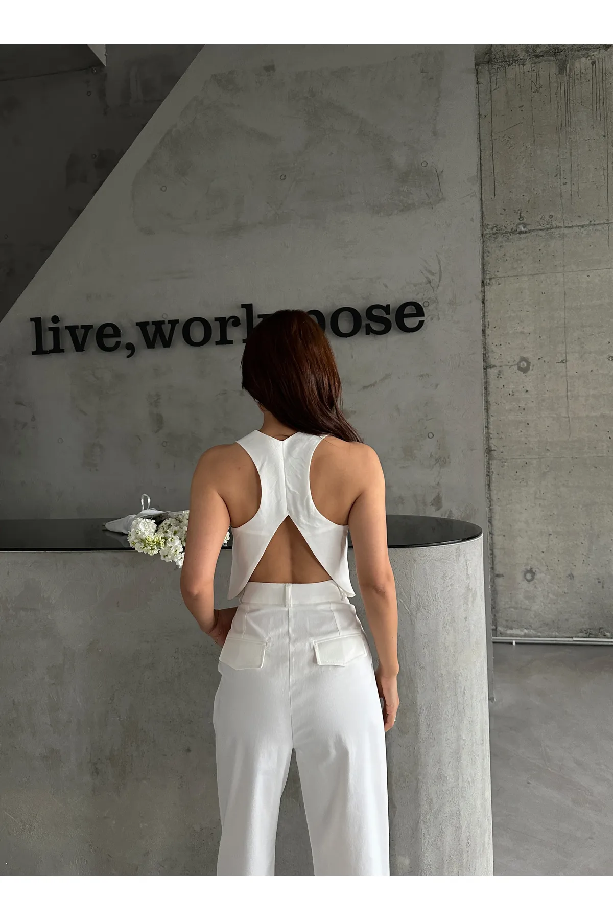 Laluvia  Weißes Set mit Weste und Hose