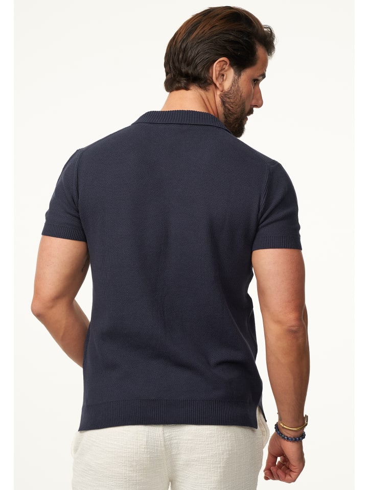 SOULSTAR Poloshirt - mit offenem Kragen Kurzarm Strick Polo-Hemd T-Shirt in Navy günstig kaufen