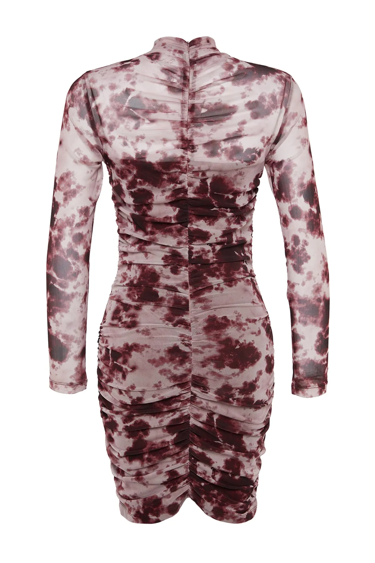 Trendyol Collection  Mehrfarbiges, figurbetontes, gefüttertes, elegantes Abendkleid aus Tüll mit hohem Kragen und Farbverlauf TPRAW24EL00029