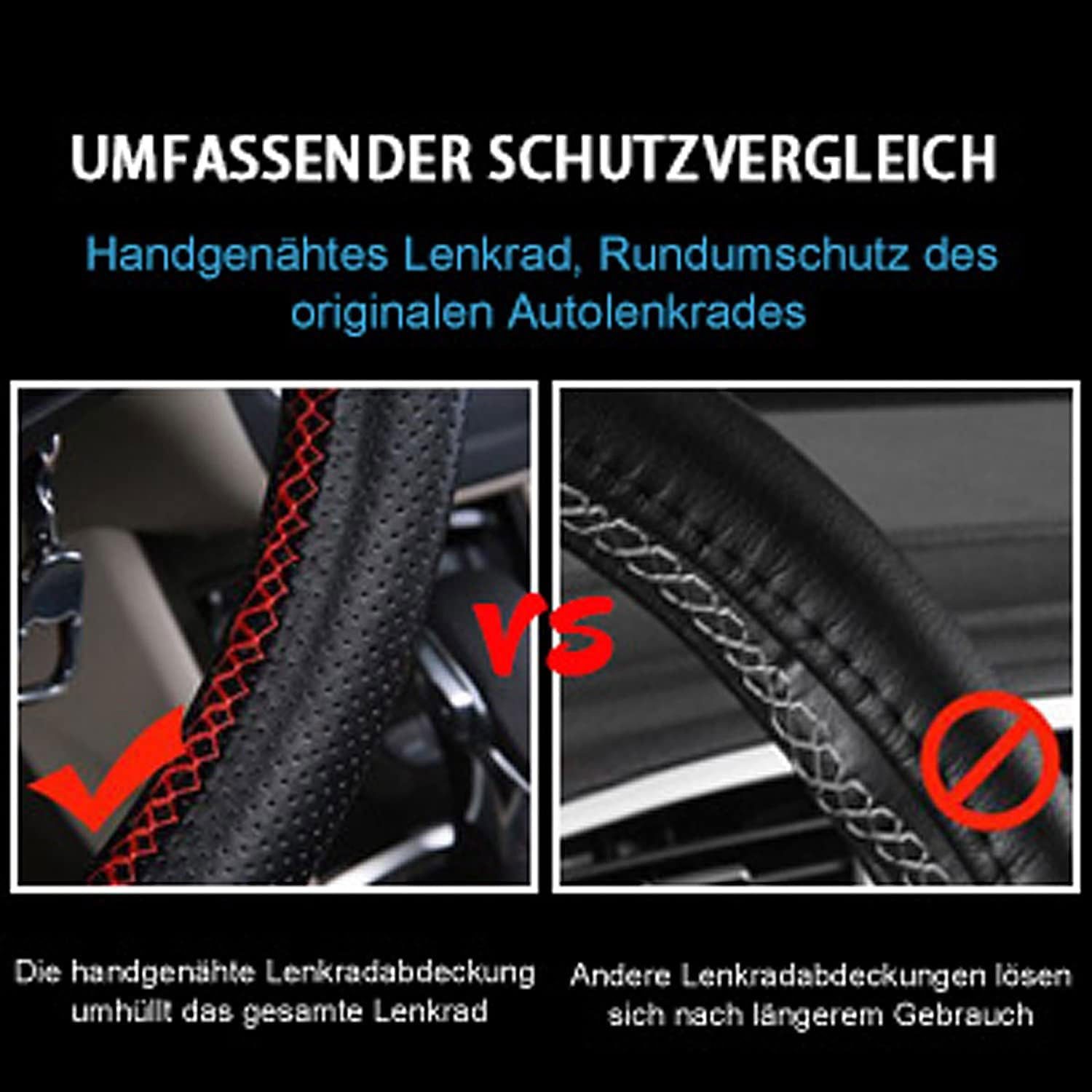 Sarfly Lenkradbezug DIY Lenkradschutz Lenkradschoner aus Mikrofaser mit Nadel und Faden, Ø 37,00 - 40,00 cm, (1-tlg., Anti-Rutsch, Verschleißfest, Hitz), Oberschicht aus Rindsleder