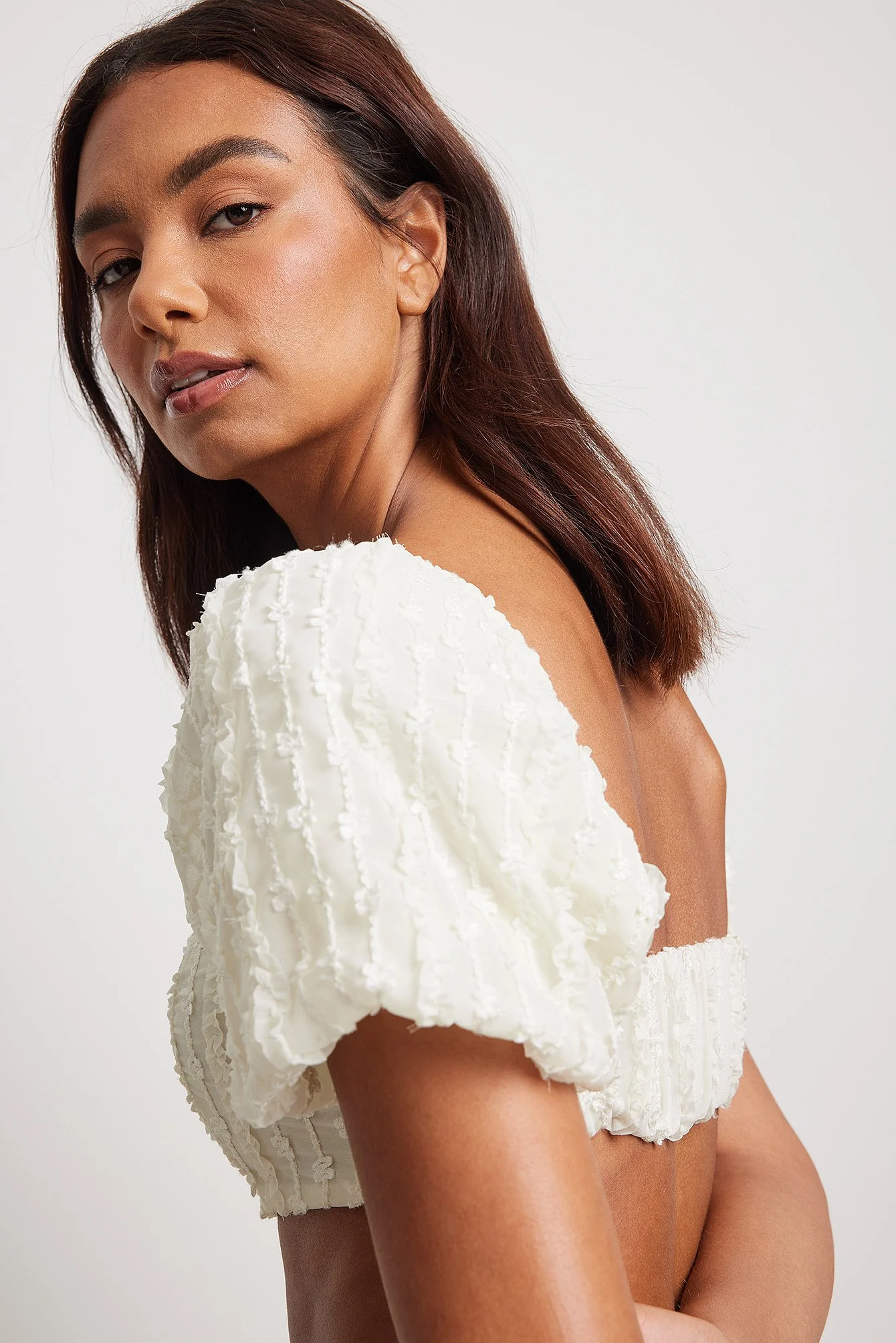 Crop-Top mit Puffärmeln