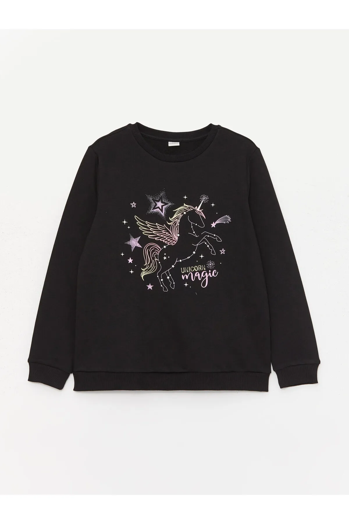 LC Waikiki  Bedrucktes Langarm-Sweatshirt für Mädchen mit Rundhalsausschnitt