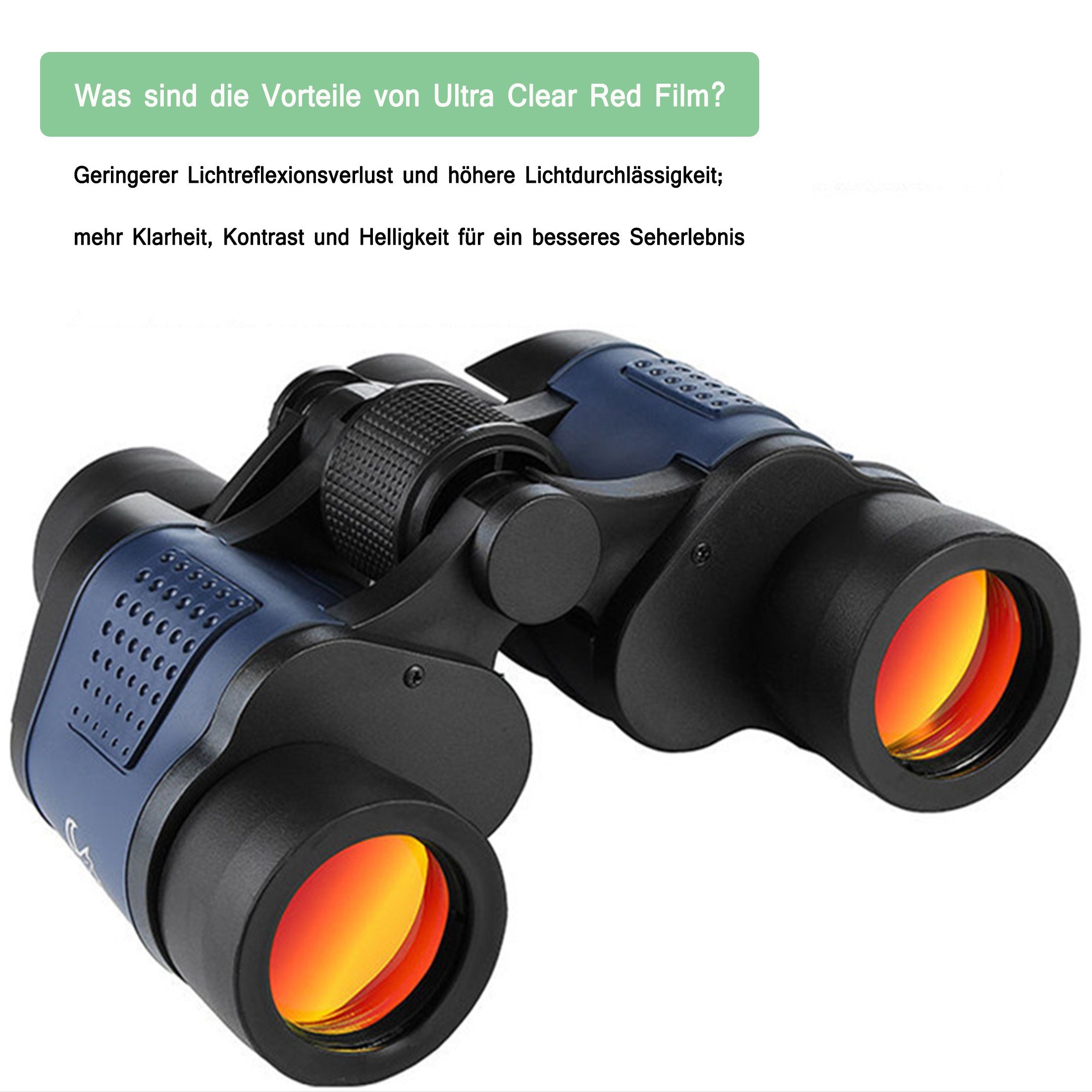 KINSI Ferngläser,Outdoor-Fernglas,HD,Microlite Nachtsicht,rote Folie Binocular (Mit Koordinaten,geeignet für Vogelbeobachtung/Sport/Jagd/Reisen)