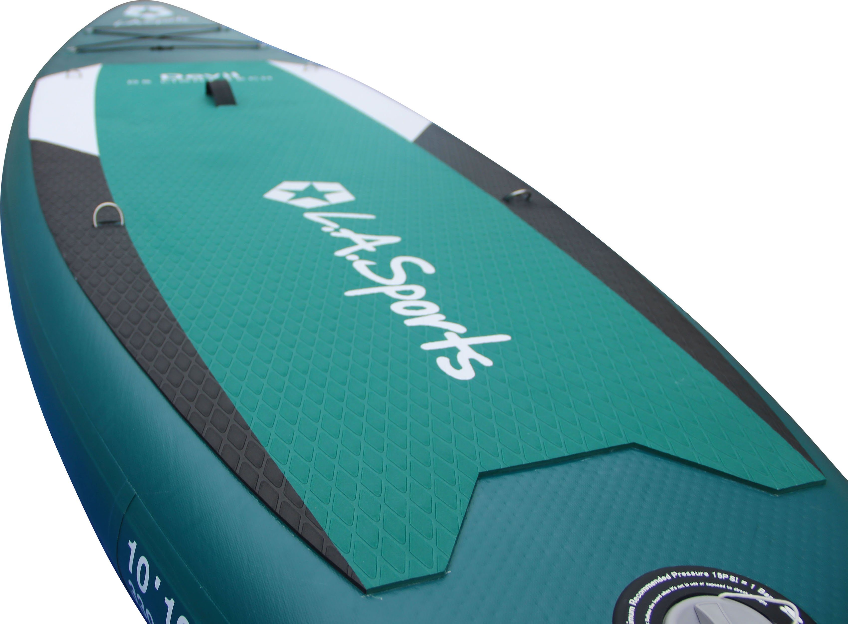 L.A. Sports Inflatable SUP-Board Devil, (Set, 6 tlg., mit Paddel, Pumpe und Transportrucksack)