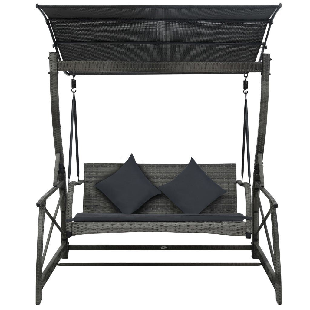 vidaXL Hollywoodschaukel Hollywoodschaukel 3-Sitzer mit Dach Poly Rattan Grau, 1 tlg.