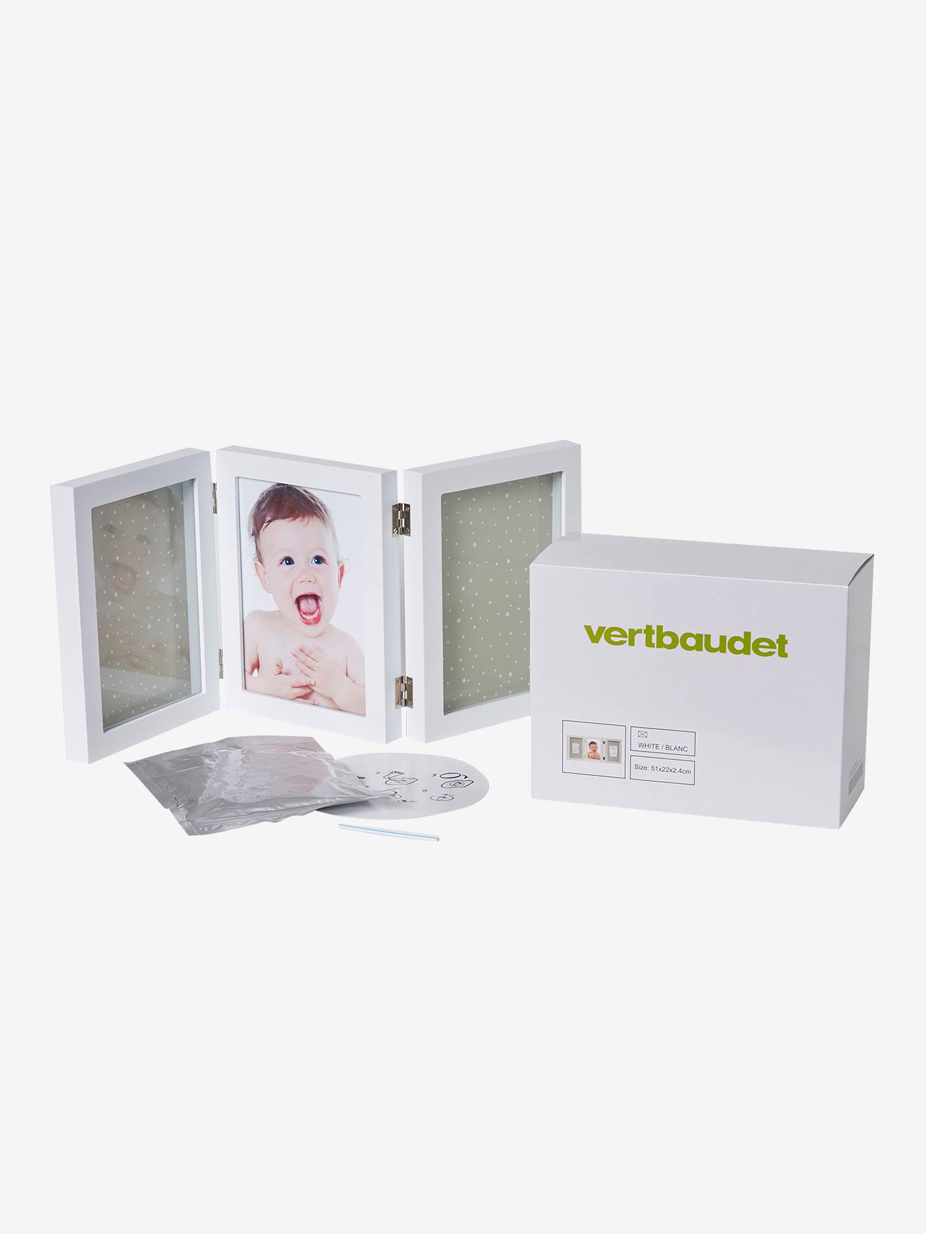 Cadre empreintes triptyque blanc