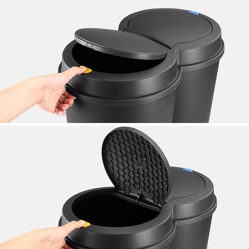 Deuba Mülleimer Duo Bin, 50 L 2fach Trennsystem 2x25 L Küche Abfalleimer Müllbehälter